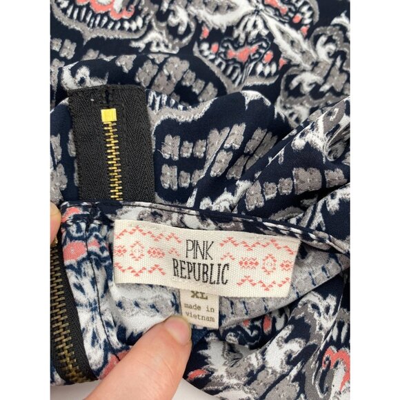 Womens Pink Republic boho tribal symmetric kaleidoscopic pattern blouse XL - Picture 3 of 4